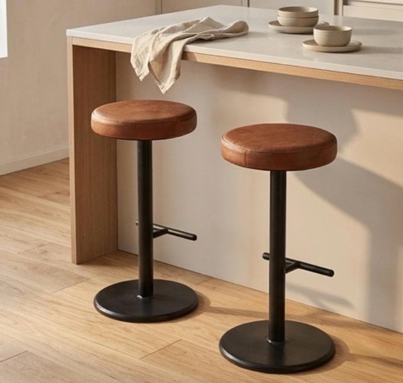 Set of 2 Brown Bar Stools | 30" Height | Home Bar Chair | Industrial Style