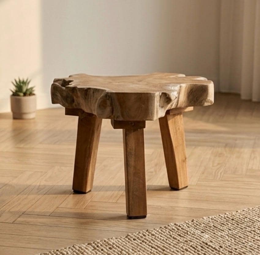 Golden Teak Root Side Table | 9.8" Height | Sofa Side Table | Boho Style