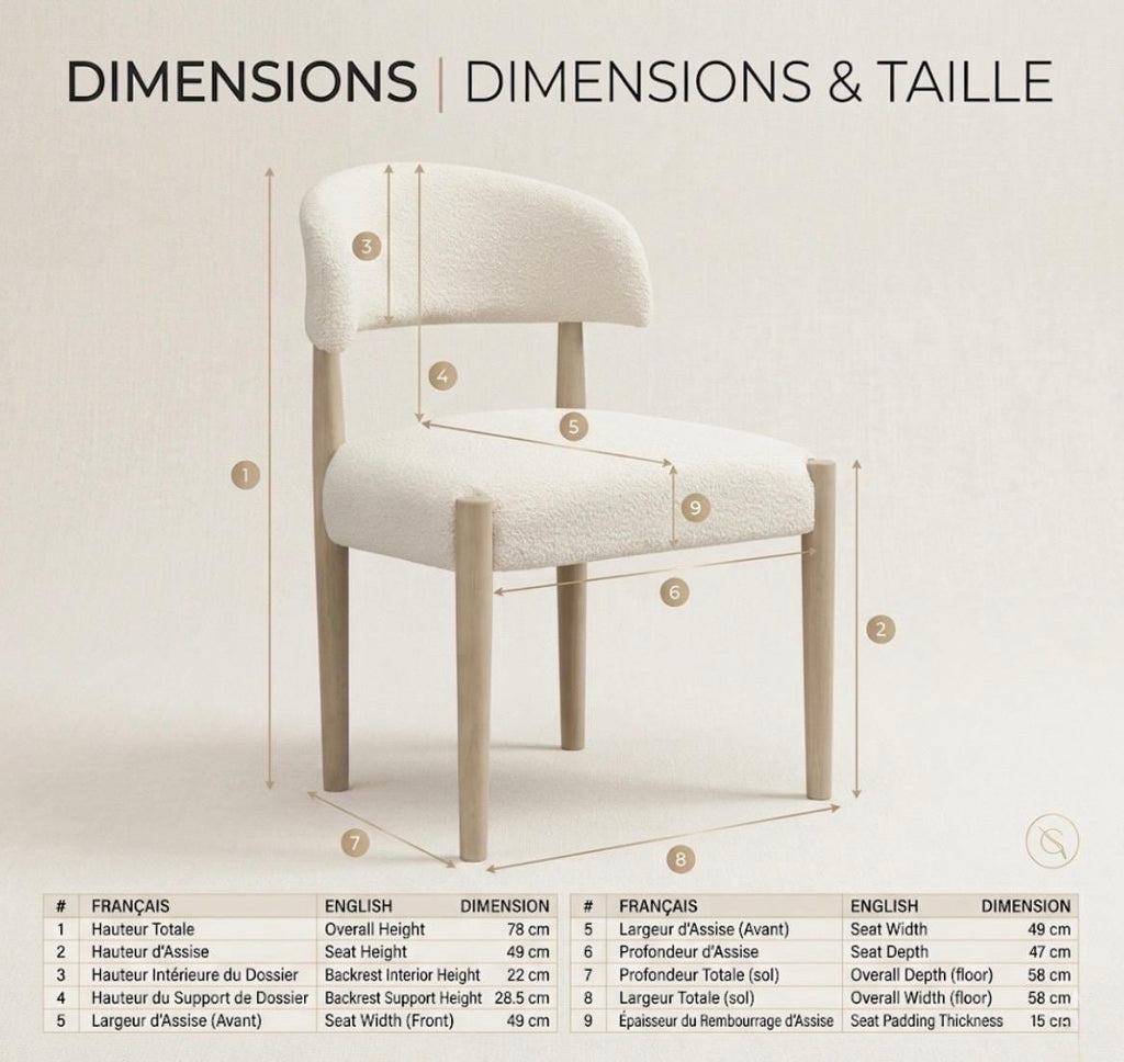 Set of 2 Cream Dining Chairs | 30.7" Height | Kitchen Island Counter Seat | Scandinavian Style