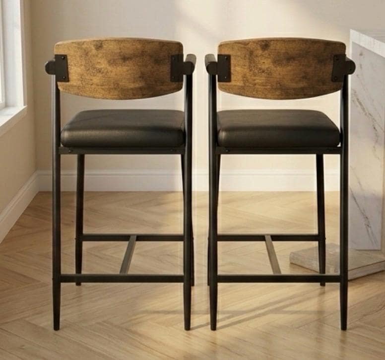 Black Bar Stool | 26" Height | Kitchen Island Counter Seat | Industrial Style