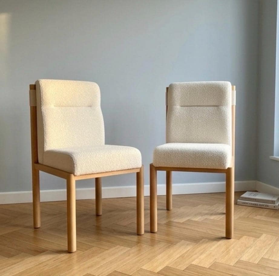 Set of 2 Cream Dining Chairs | 28.7" Height | Kitchen Island Counter Seat | Modern Style