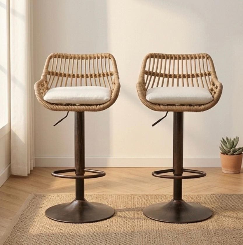 Set of 2 Black Bar Stools | 26" Height | Kitchen Island Counter Seat | Minimalist Style