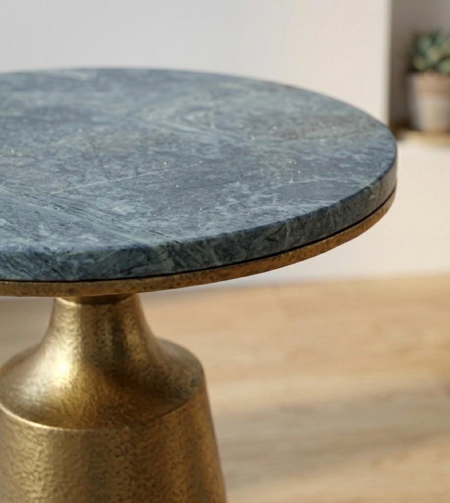 Gold Marble Side Table | 22" Height | Living Room Accent Table | Minimalist Style