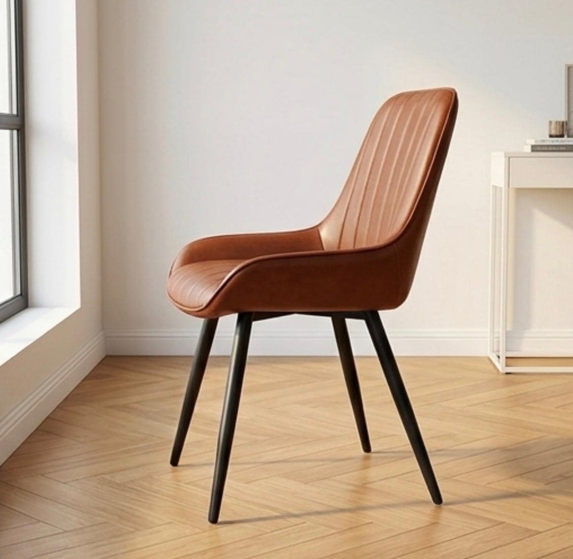 Set of 2 Cognac Brown Accent Chairs | 32" Height | Living Room Chair | Mid Century Style