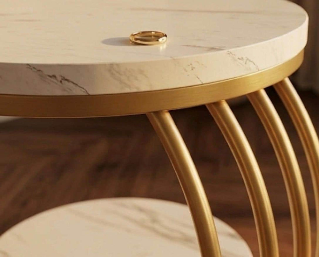 Gold Spiral Side Table | 25" Height | Living Room Accent Table | Modern Style