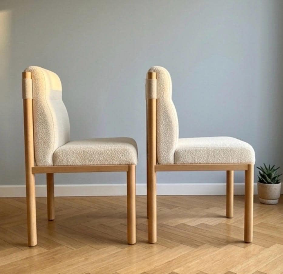 Set of 2 Cream Dining Chairs | 28.7" Height | Kitchen Island Counter Seat | Modern Style