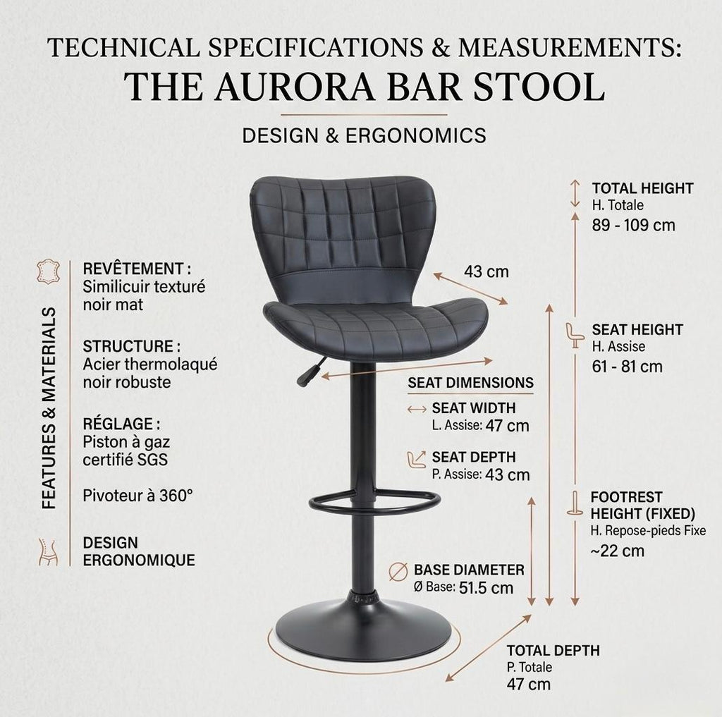 Gray Swivel Bar Stool | 32" Height | Home Bar Chair | Contemporary Style