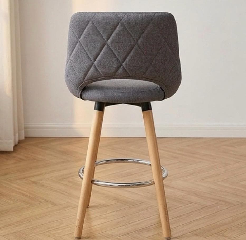 Set of 2 Gray Bar Stools | 28" Height | Home Bar Chair | Scandinavian Style