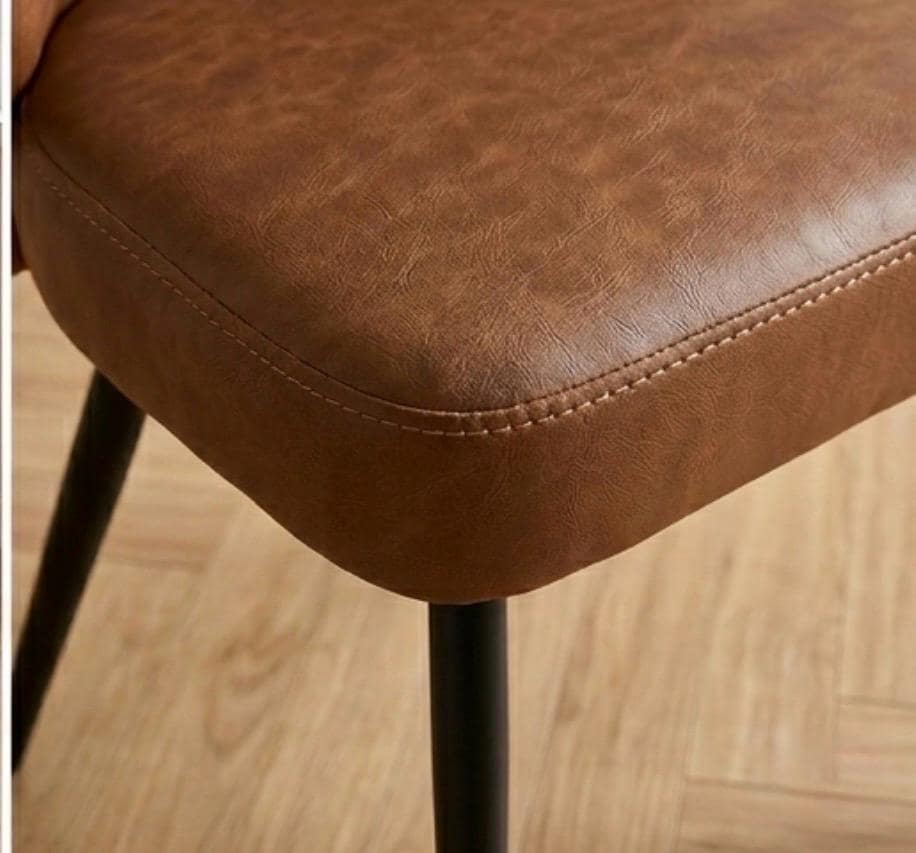 Set of 2 Cognac Dining Chairs | 32" Height | Counter Height Seating | Mid Century Style