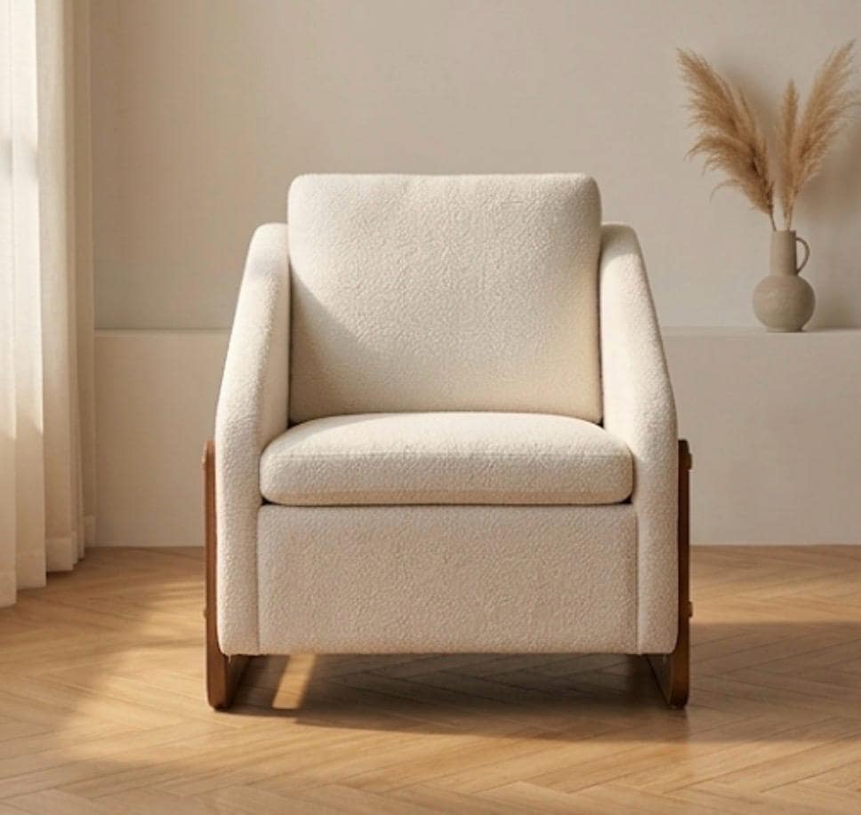 Cream Accent Armchair | 29" Height | Living Room Chair | Mid Century Style