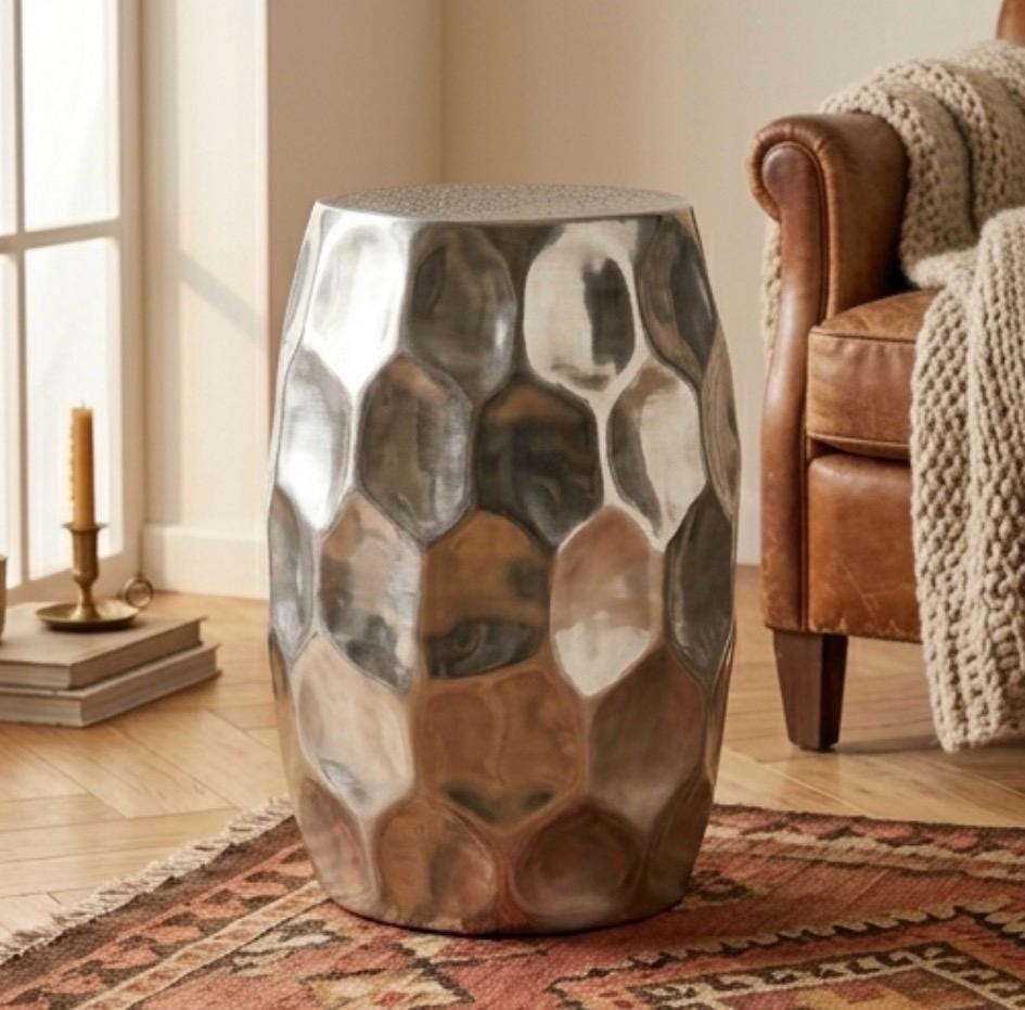 Matte Gray Round Side Table | 21" Height | Living Room Accent Table | Industrial Style