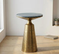 Gold Marble Side Table | 22" Height | Living Room Accent Table | Minimalist Style