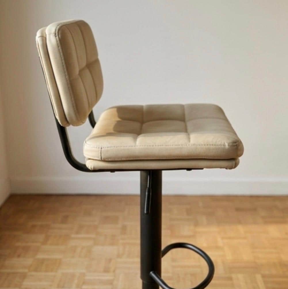 Gray Quilted Swivel Bar Stool | 32" Height | Home Bar Chair | Modern Style