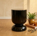 Glossy Black Side Table | 18" Height | Living Room Accent Table | Minimalist Style