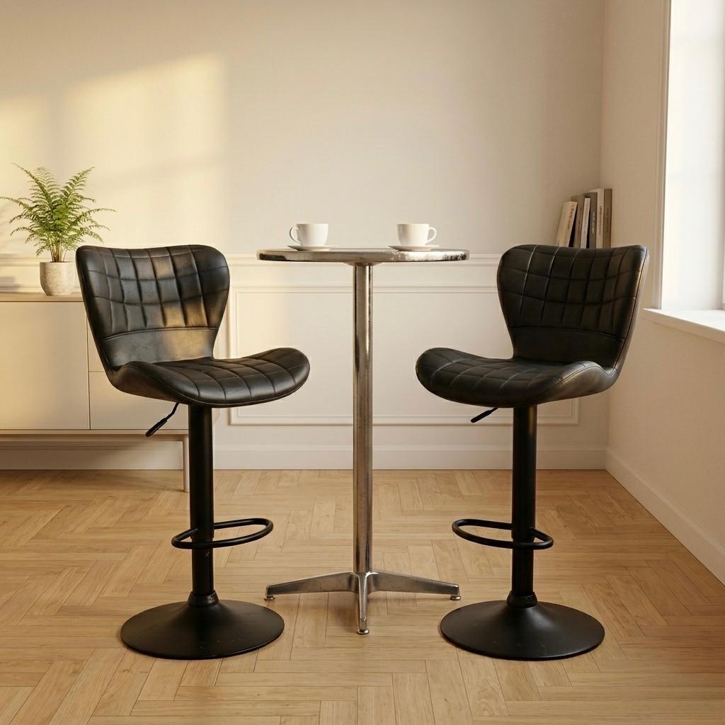 Gray Swivel Bar Stool | 32" Height | Home Bar Chair | Contemporary Style