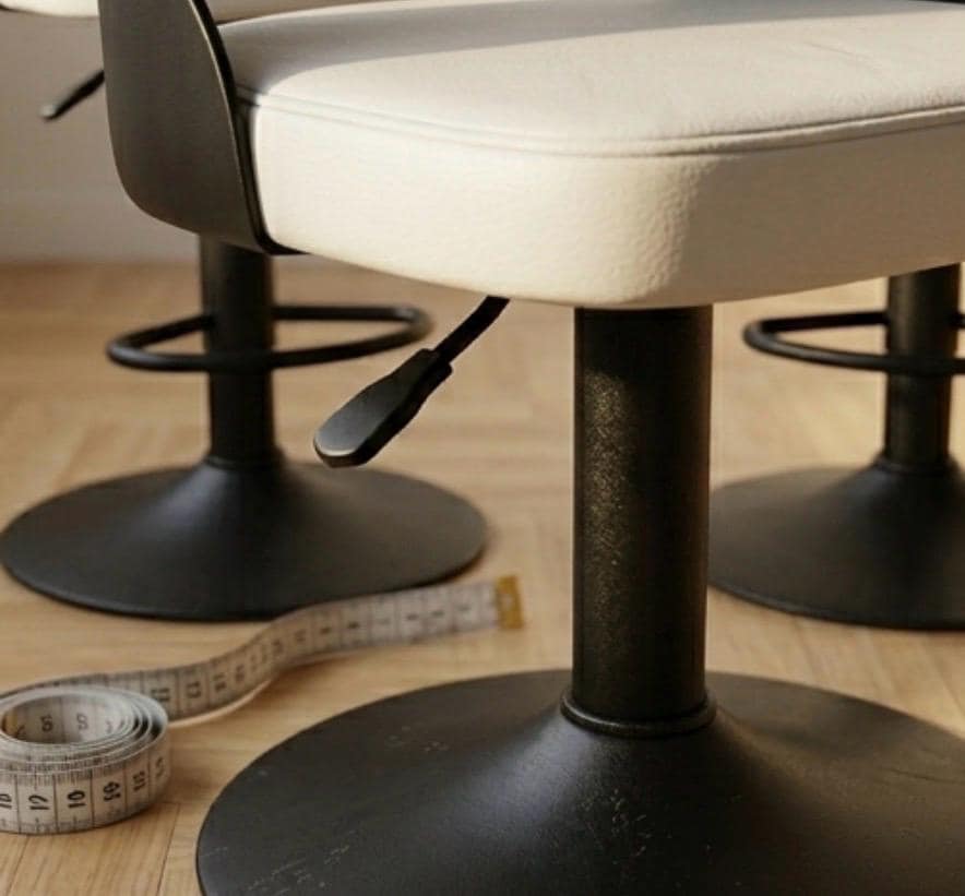 Set of 2 White Cushioned Bar Stools | 25-33" Height | Kitchen Island Counter Seat | Modern Style