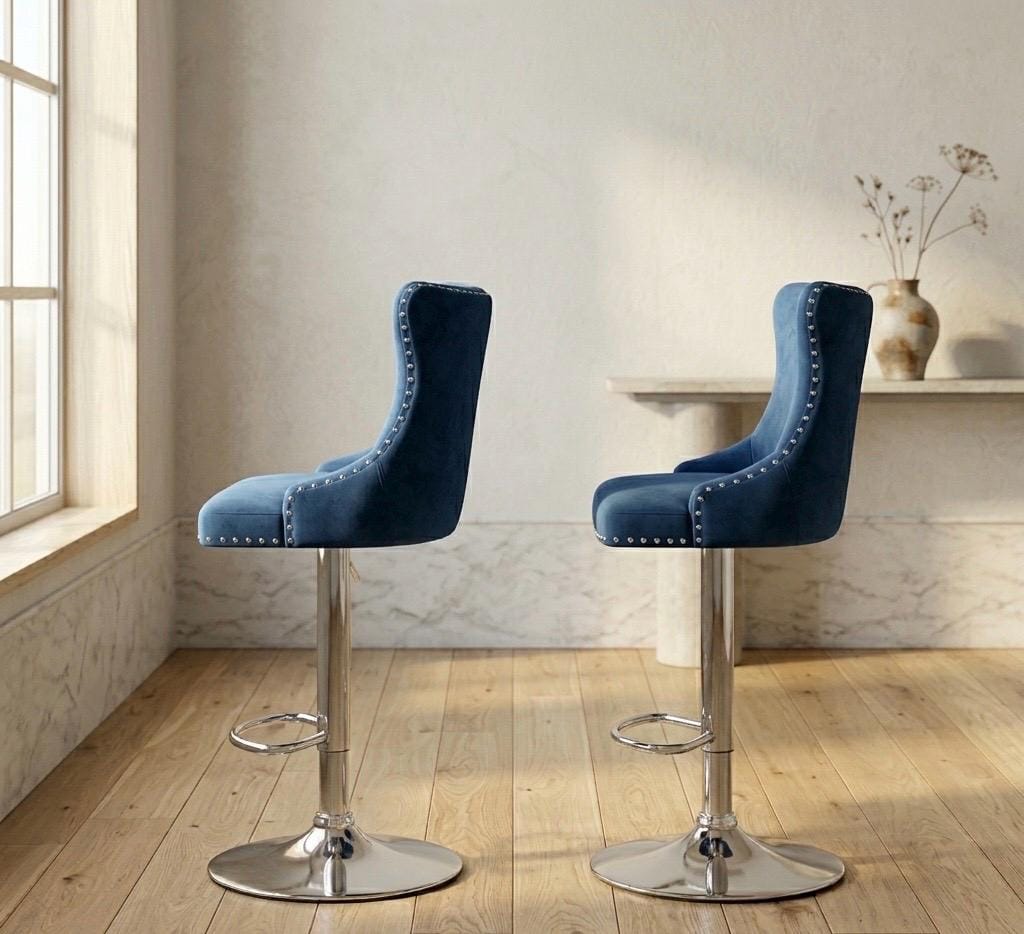 Set of 2 Blue Swivel Bar Stools | 33