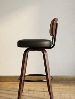 Set of 2 Black Swivel Bar Stools | 26" Height | Home Bar Chair | Contemporary Style