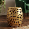 Gold Pebble Side Table | 18" Height | Living Room Accent Table | Modern Style
