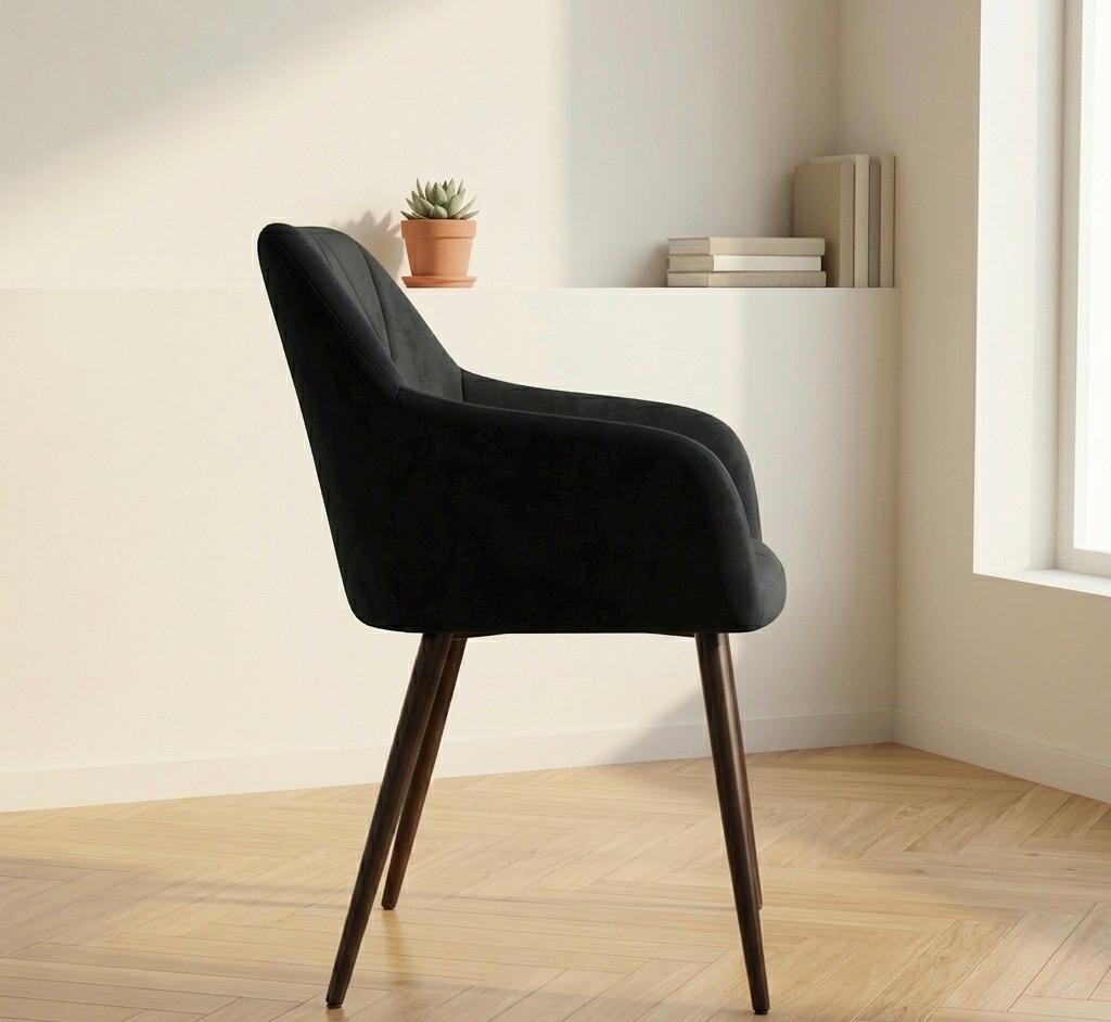 Set of 2 Black Accent Chairs | 32.7" Height | Dining Room Seat | Modern Style