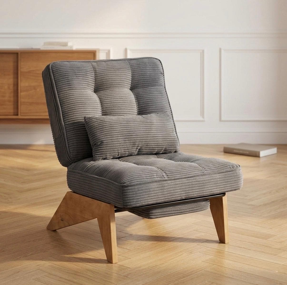 Gray Convertible Armchair | 35.4" Height | Living Room Chair | Mid Century Style