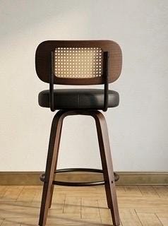 Set of 2 Black Swivel Bar Stools | 26" Height | Home Bar Chair | Contemporary Style