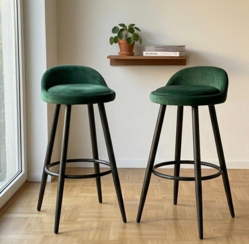 Set of 2 Emerald Bar Stools | 27" Height | Home Bar Chair | Modern Style
