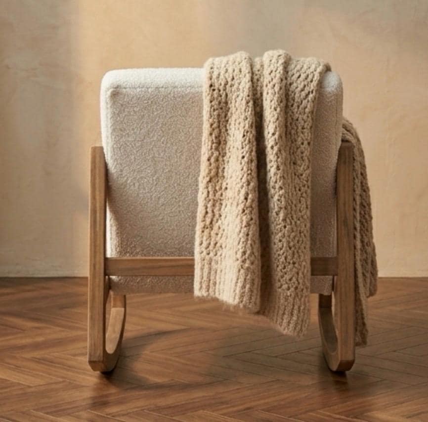 Cream Rocking Chair | 28" Height | Living Room Chair | Scandinavian Style