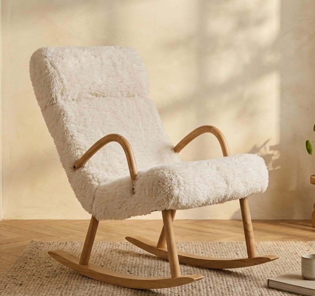 Cream Rocking Chair | 42.9" Height | Living Room Chair | Minimalist Style