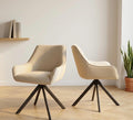 Set of 2 Beige Swivel Chairs | 32.7" Height | Kitchen Island Counter Seat | Mid Century Style