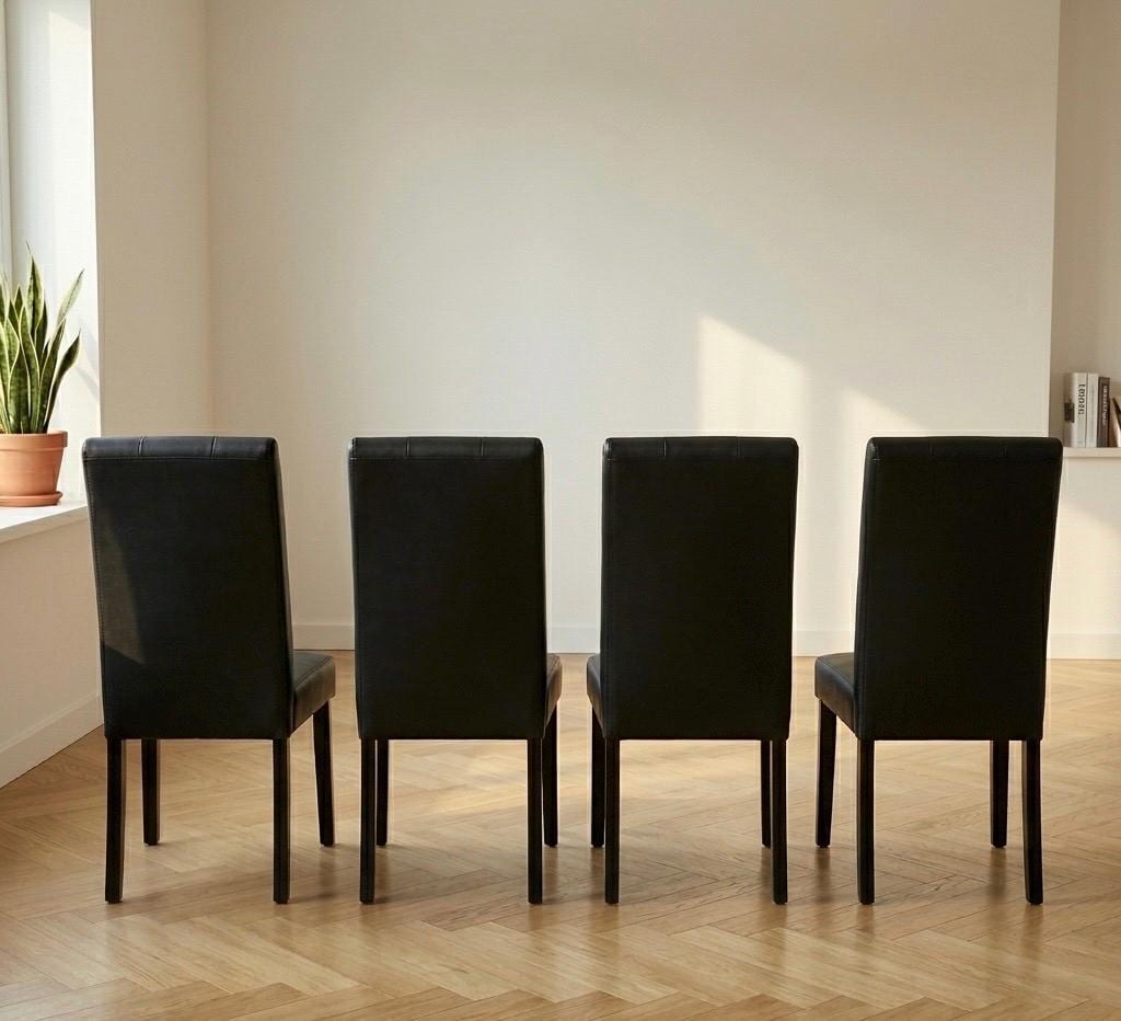 Set of 4 Black Dining Chairs | 39" Height | Dining Room Seat | Contemporary Style