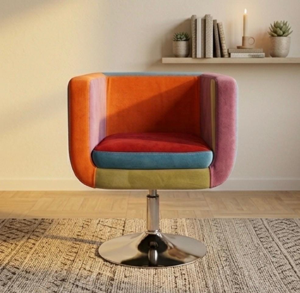 Colorful Patchwork Armchair | 20.5" Height | Living Room Chair | Boho Style
