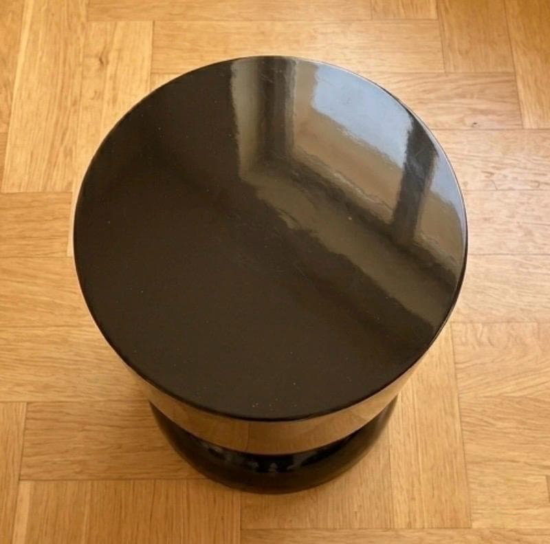 Glossy Black Side Table | 18" Height | Living Room Accent Table | Minimalist Style
