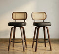 Set of 2 Black Swivel Bar Stools | 26" Height | Home Bar Chair | Contemporary Style