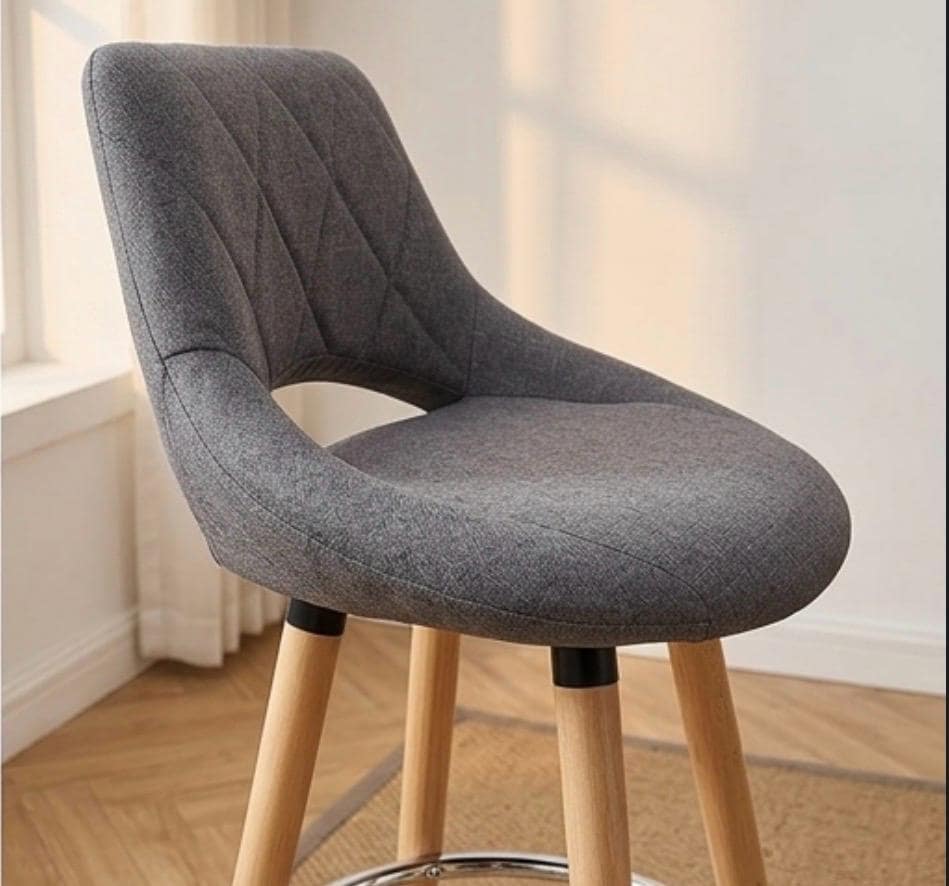 Set of 2 Gray Bar Stools | 28" Height | Home Bar Chair | Scandinavian Style