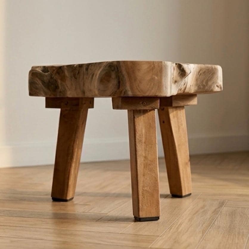 Golden Teak Root Side Table | 9.8" Height | Sofa Side Table | Boho Style