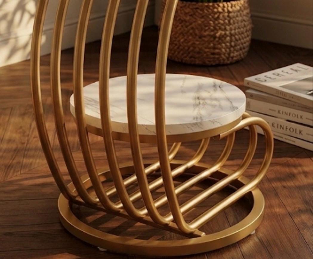 Gold Spiral Side Table | 25" Height | Living Room Accent Table | Modern Style