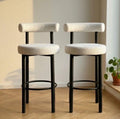 Set of 2 White Loop Back Bar Stools | 29" Height | Home Bar Chair | Industrial Style