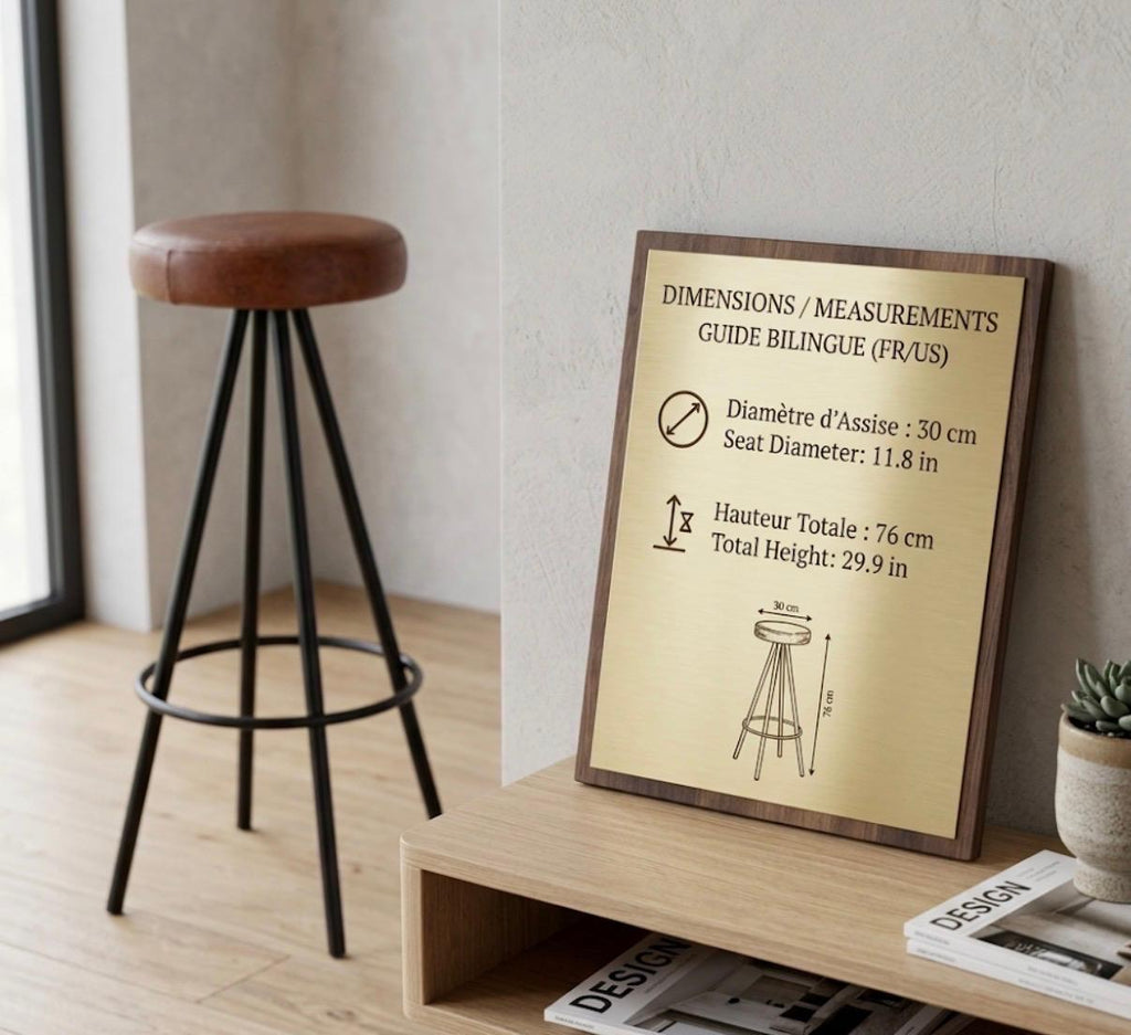 Set of 4 Brown Bar Stools | 29.9" Height | Kitchen Island Counter Seat | Industrial Style