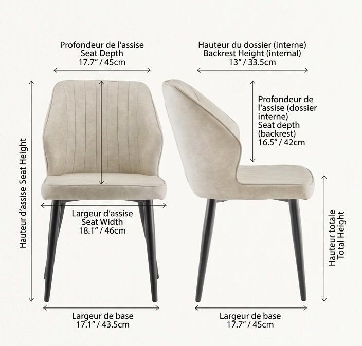Set of 2 Light Gray Accent Chairs | 32.8" Height | Living Room Chair | Modern Style