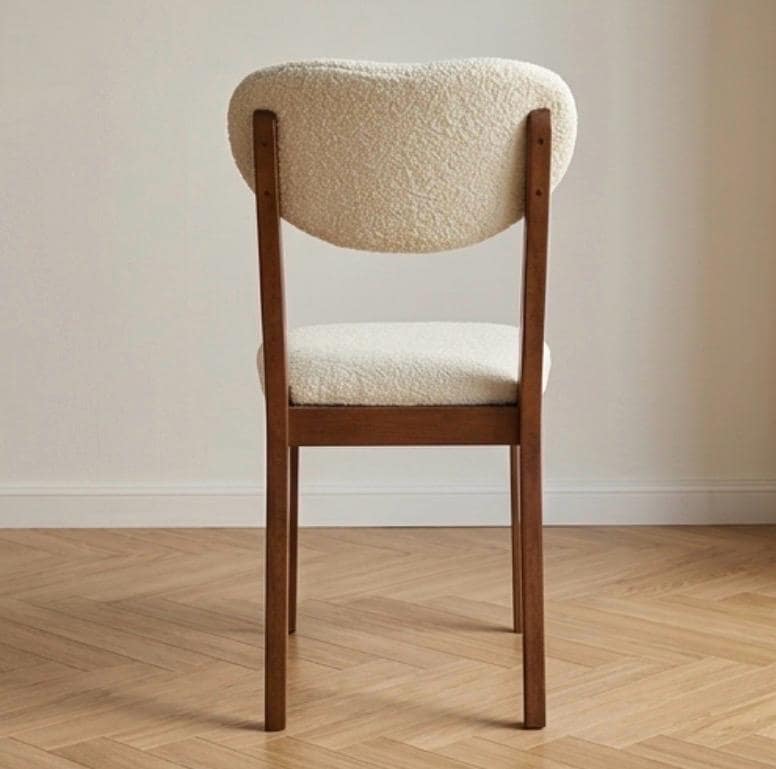 Set of 2 Cream and Walnut Dining Chairs | 34.4" Height | Dining Room Seat | Scandinavian Style