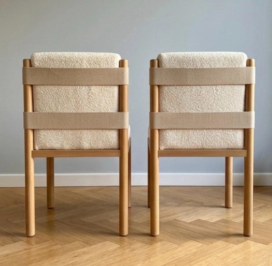 Set of 2 Cream Dining Chairs | 28.7" Height | Kitchen Island Counter Seat | Modern Style