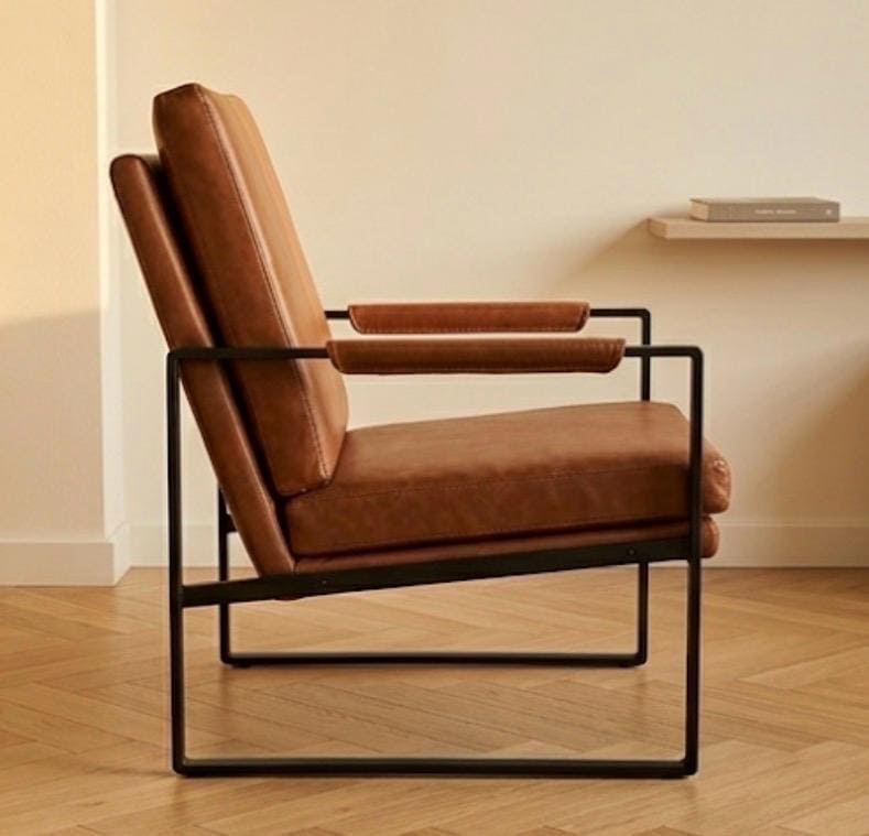 Cognac Armchair | 35" Height | Living Room Chair | Mid Century Style