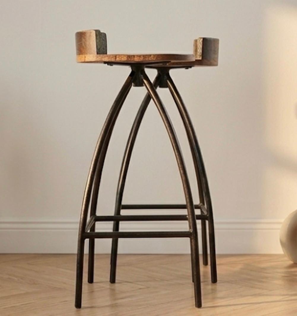 Black Bar Stool | 27.5" Height | Kitchen Island Counter Seat | Industrial Style