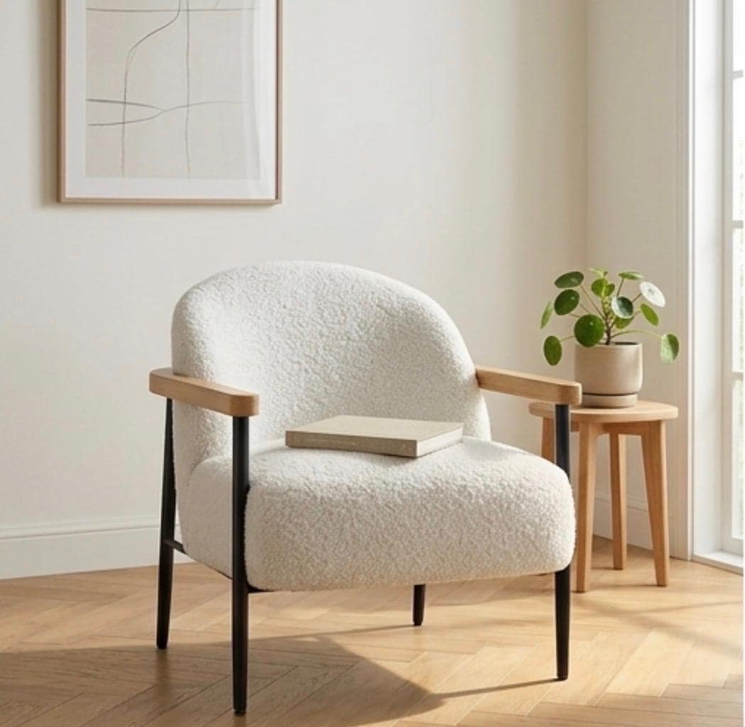 Cream Accent Armchair | 32" Height | Living Room Chair | Modern Style