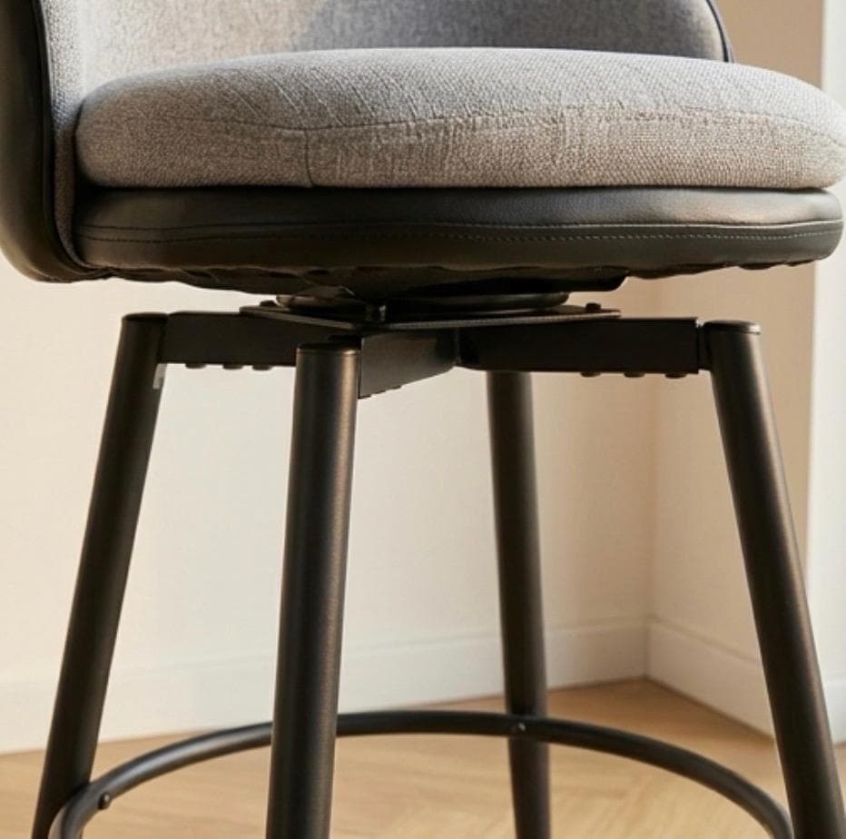 Set of 2 Black Bar Stools | 26" Height | Kitchen Island Counter Seat | Modern Style