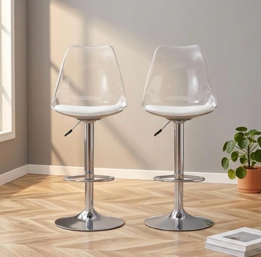 Set of 2 Black Bar Stools | 24-31" Height | Home Bar Chair | Minimalist Style