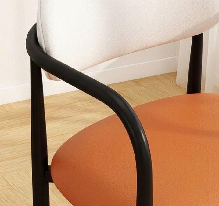 Set of 2 Orange White Black Accent Chairs | 30" Height | Kitchen Island Counter Seat | Postmodern Style