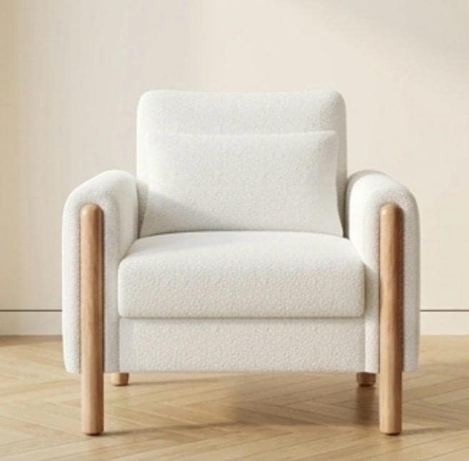 White Accent Chair | 35" Height | Living Room Chair | Mid Century Style