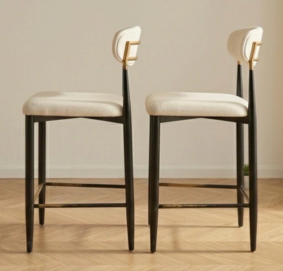 Set of 2 Cream Bar Stools | 29.5" Height | Home Bar Chair | Modern Style
